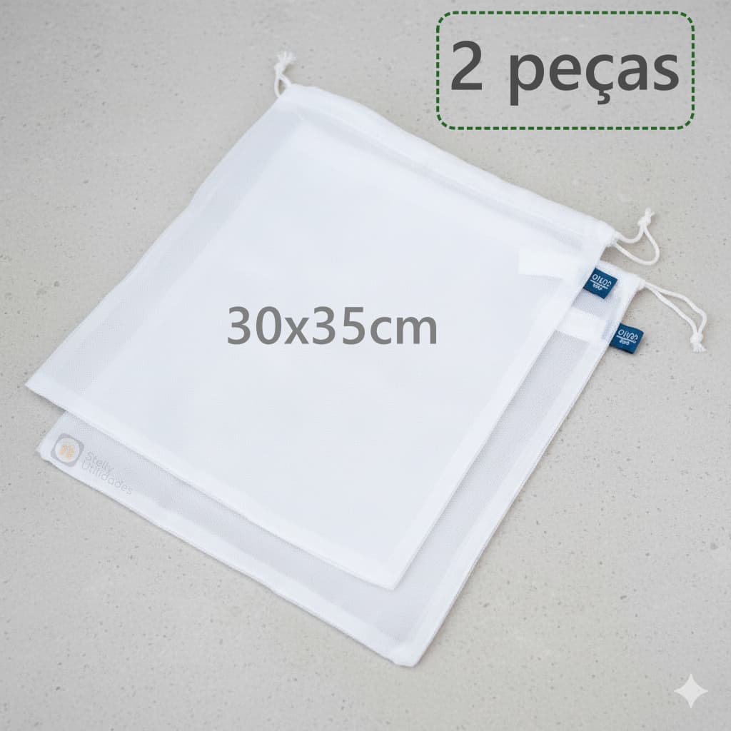 Kit 2 Sacos de Tecido Para Alimento Livre BPA Reutilizavel Lavavel