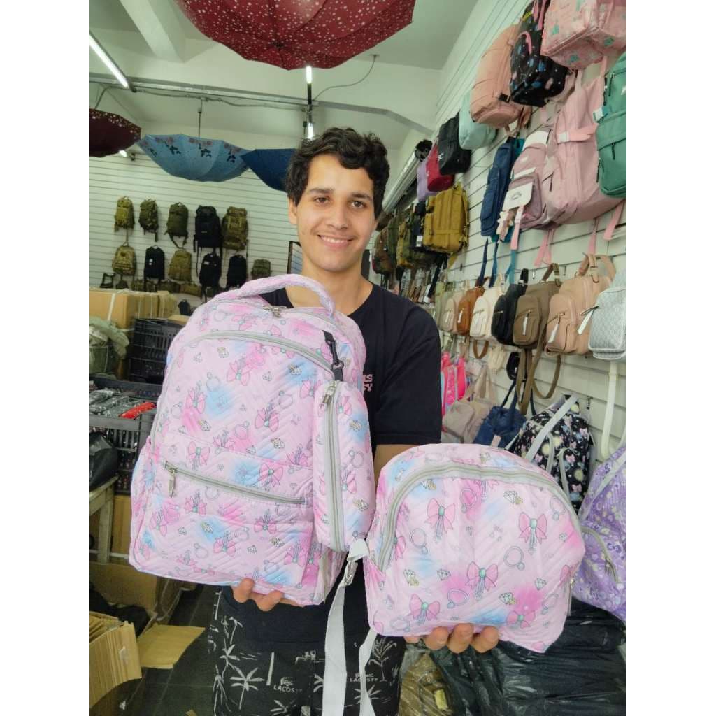 Kit 3 Peças: Mochila  3d Escolar, Impermeavél Reforçada Lancheira Térmica e Estojo Espaçoso Princesa