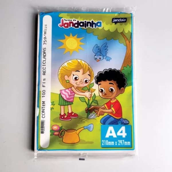 PAPEL SULFITE A4 75G RECICLE JANDAINHA PAPEL RECICLADO 100 FOLHAS
