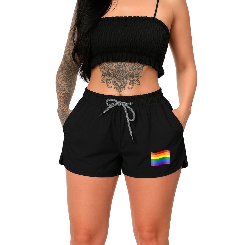 Shorts Feminino Básico Com Elástico Cordão Ajustável e Bolsos Uso Casual Treino Academia Praia Preto