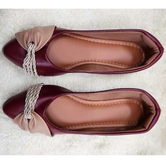 Sapatilha Feminina Confortável Bico Fino Sapatilha Marsala Bordô Cordão Trançado Elegante