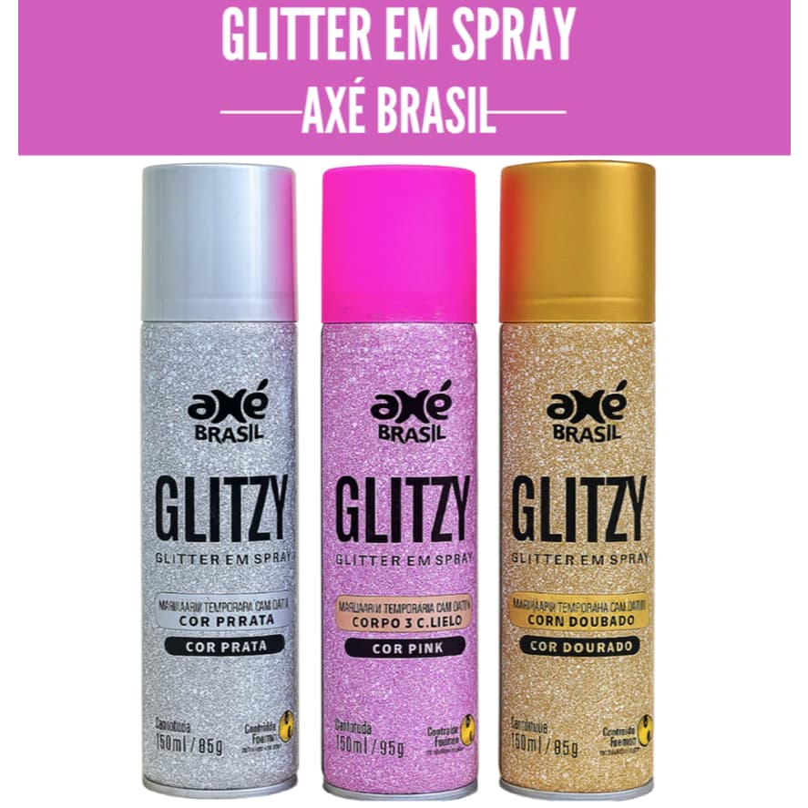 Spray De Glitter Cabelo e Corpo Roupa Axé Brasil 150ml Glitzy