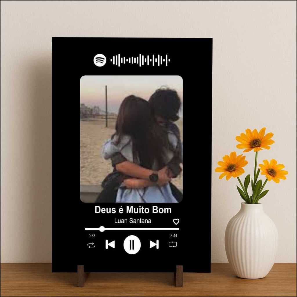 Placa Personalizada Com Foto Casal Musica Presente Frase