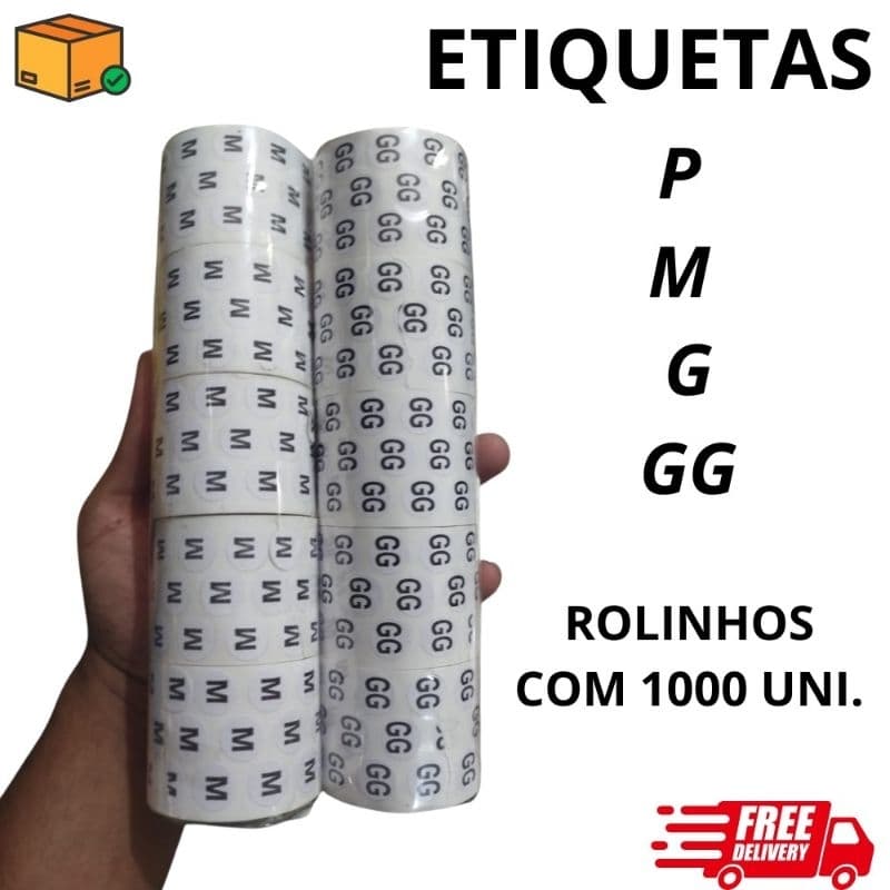 Etiquetas Adesivas Para Roupas P M G GG-1000 UNi cada rolinho-ideal para lojas e atacado
