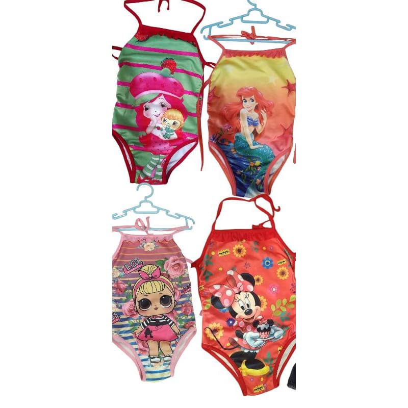 Maiô infantis personagens forrados na poliamida com elastano.menina, férias,praia, piscina, perfeito para sua princesa