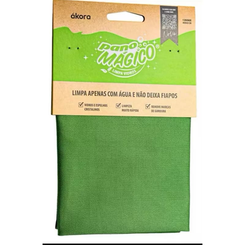 Pano Mágico Limpa Vidros Ákora 40x40cm - Microfibra premium sem fiapos- limpa apenas com água