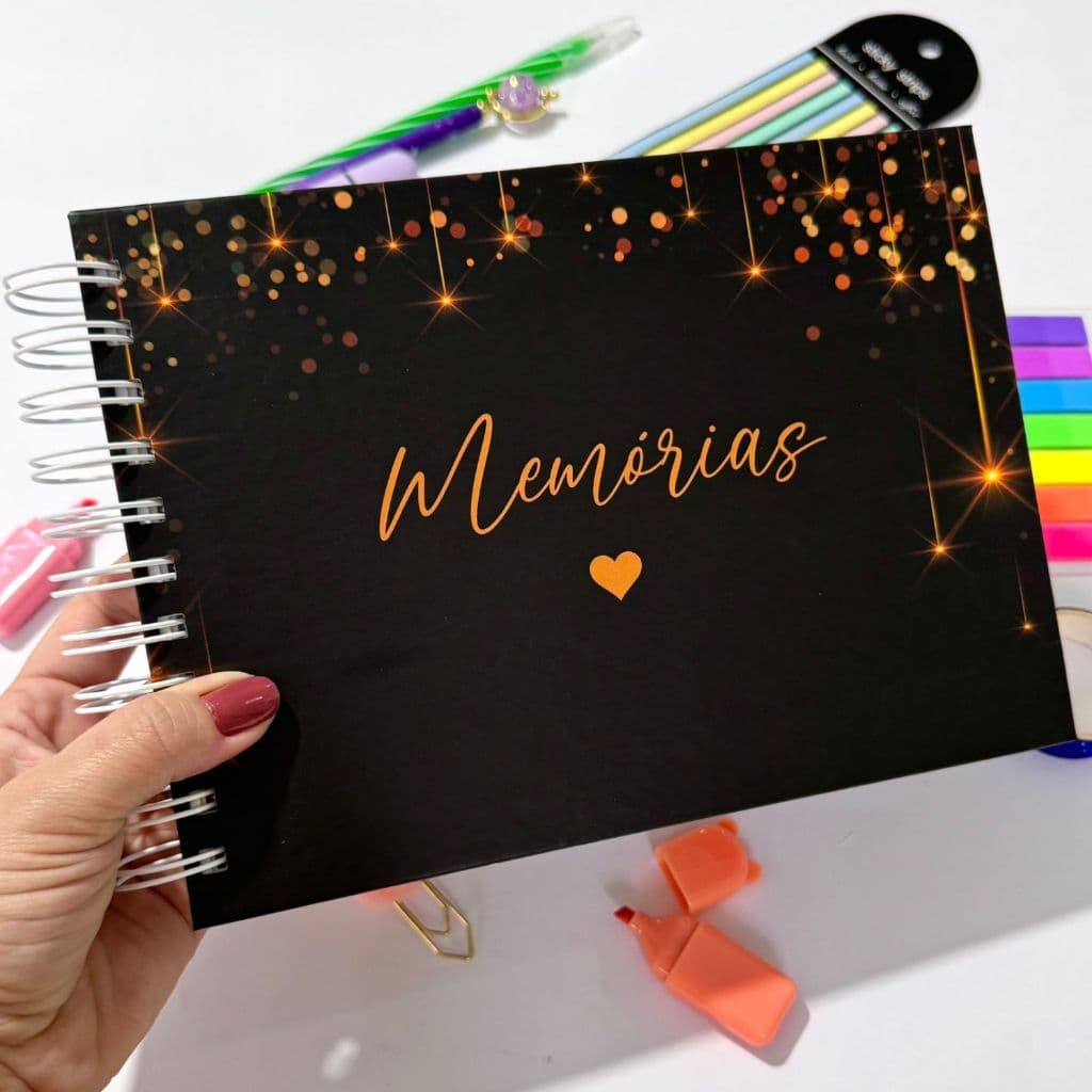 Caderno de Memórias Livro para colar fotos - Álbum de Fotos Scrapbook