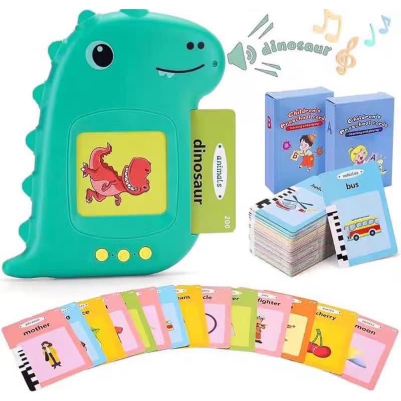 Brinquedo Card Infantil Cartão Fala Inglês Português Dino Apraxia Autismo Alfabetização 224 Palavras