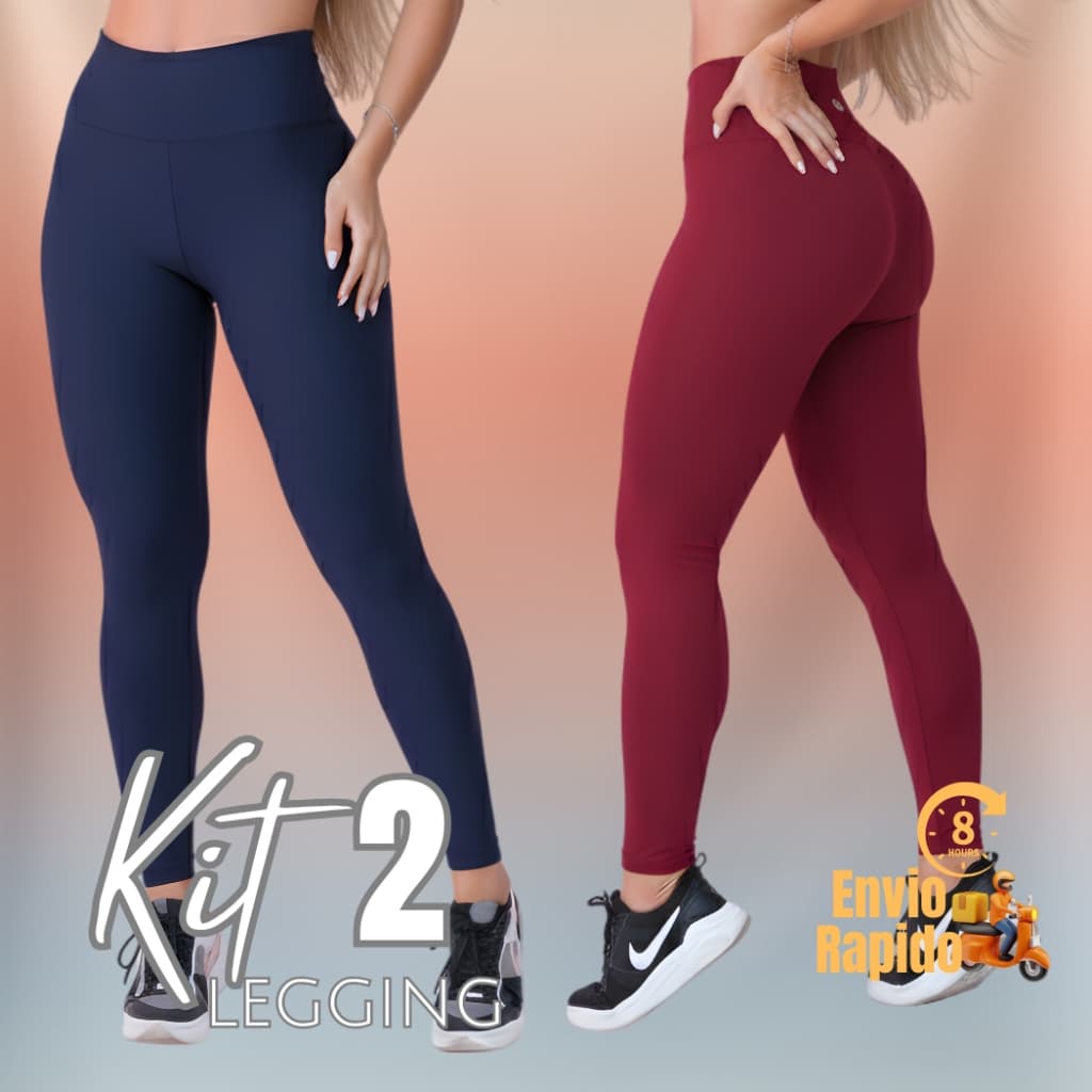 Legging Zero Transparência Kit 2 Feminina Cintura Alta Suplex Academia Lisa