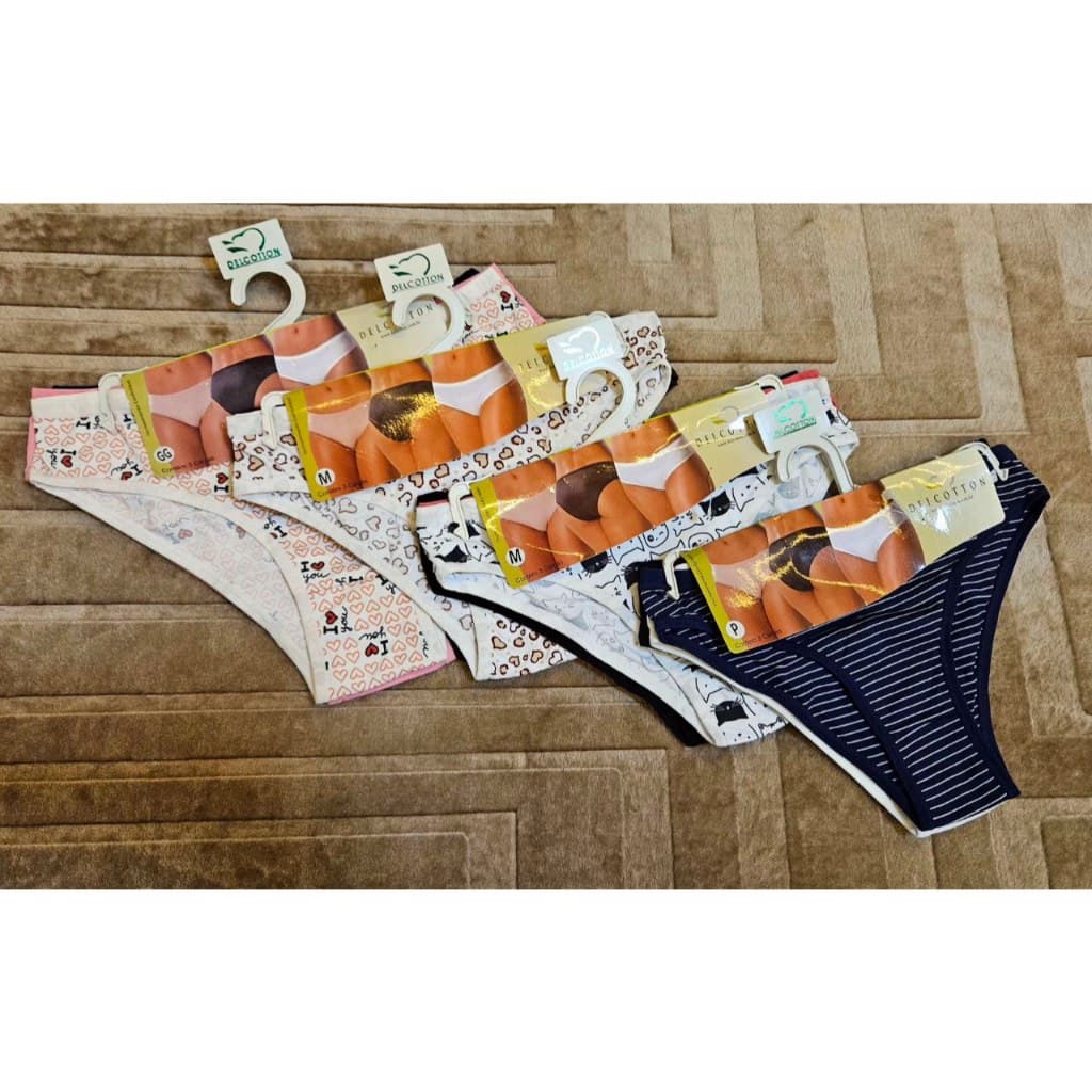 Kit com 3 Calcinhas Biquini Microfibra Delcotton Original