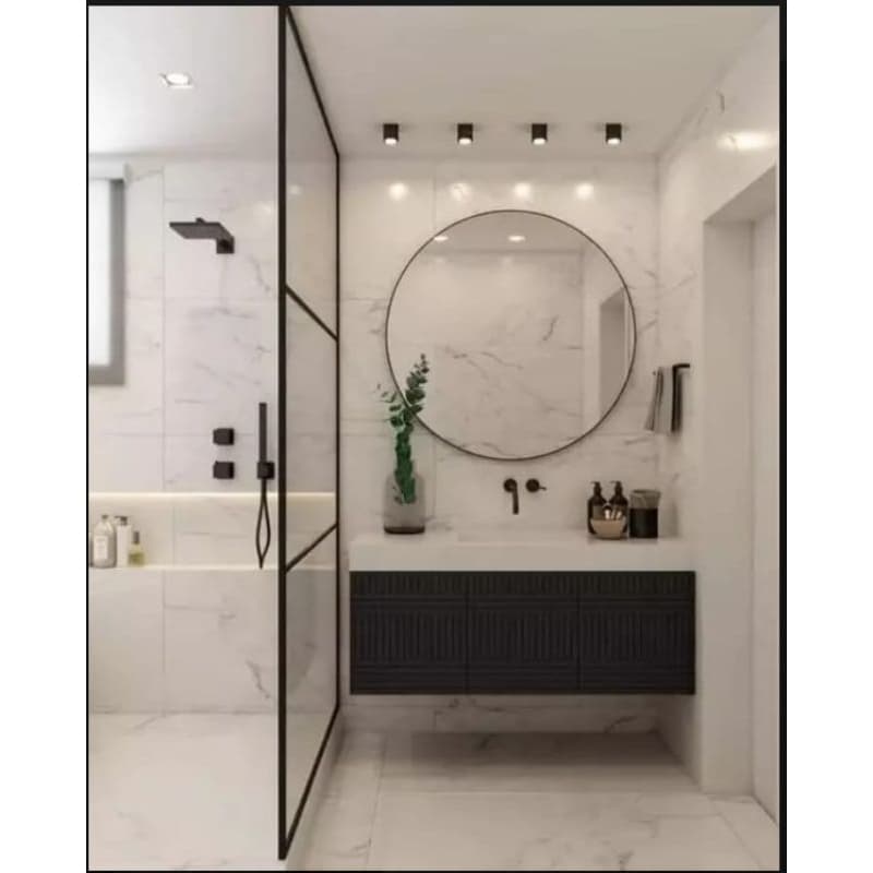 Espelho Redondo Lapidado 60cm Para Sala + Kit Instalação botão francês
