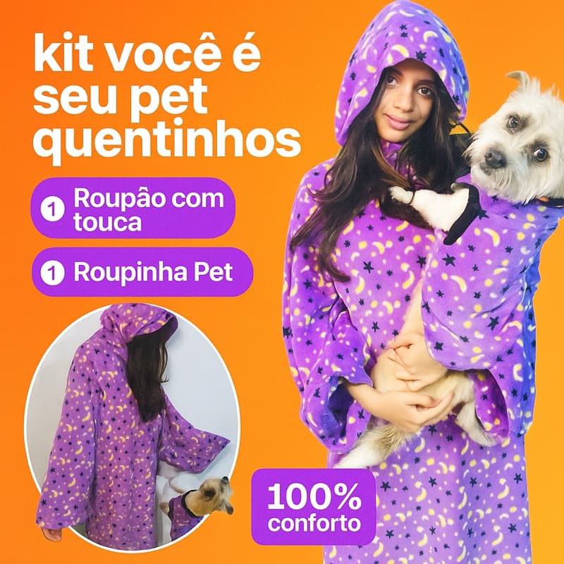Mega oferta- Cobertor de mangas  + Roupinha pet - kit você é seu pet bem quentinhos