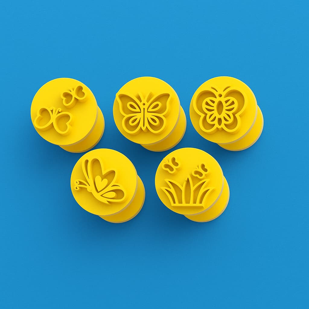 Carimbo para Brigadeiro Docinhos Borboletas - Kit 5 Pinos Marcador Decoração Confeitaria Festas