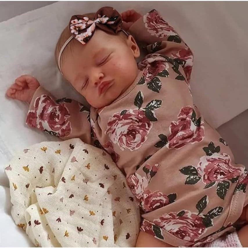 Bebê Reborn Boneca Silicone rosalie 48cm Menina Realista Olho Fechado
