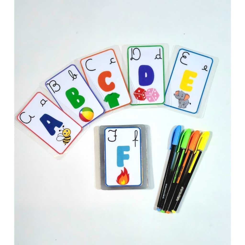 Cards Alfabeto Ilustrado Plastificado – Letra Bastão e Cursiva