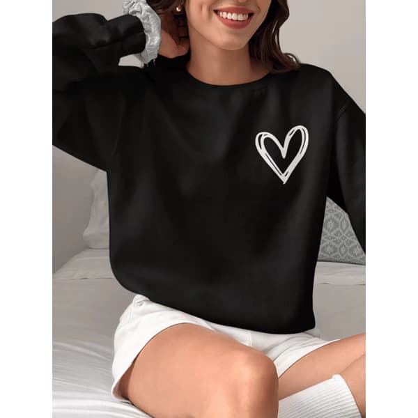 Moletom Careca Gola Redonda  Feminino Blusa de Frio Algodão Casaco Abrigo Estiloso Blusão Meninas Inverno
