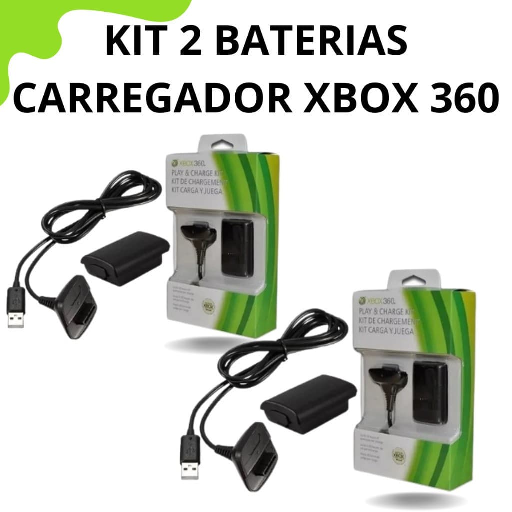 Bateria + Cabo Xbox 360 Carregador Controle Envio Rápido