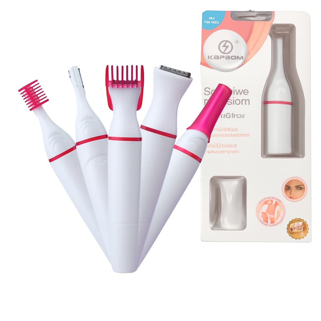 Depilador Elétrico Portátil 5 em 1 – Mini Depilador Feminino Para Axilas, Rosto, Pernas E Biquíni