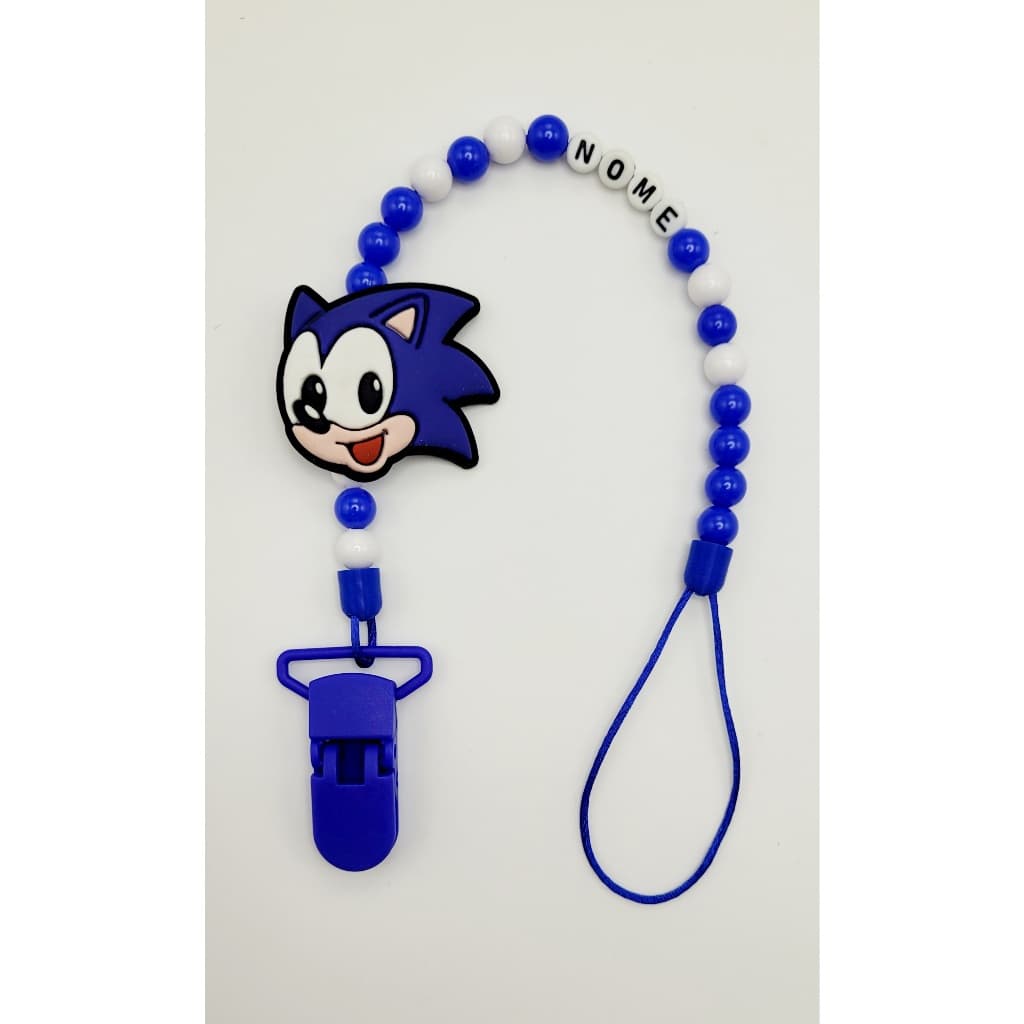 Prendedor de chupeta Sonic personalizado com o nome do bebe