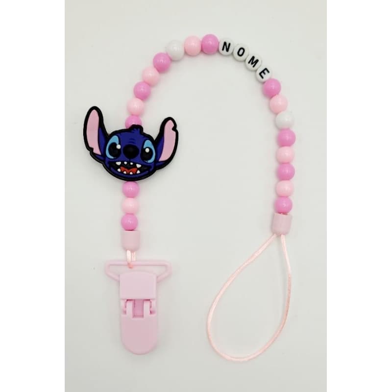 Prendedor de chupeta Stitch personalizado com o nome do bebe