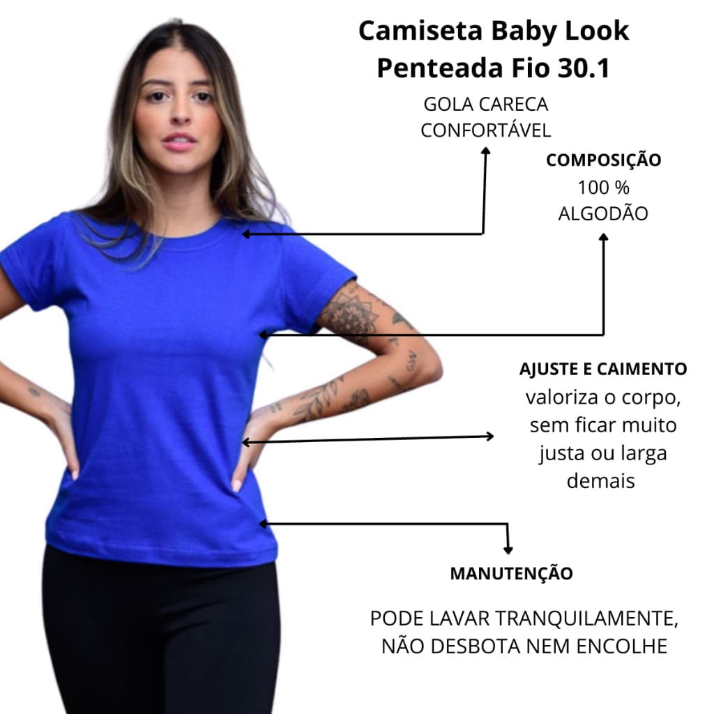 Camiseta Feminina Básica Casual Cor Unica Lisa 100% ALGODÃO - Envio Imediato