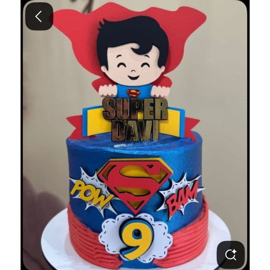 TOPO DE BOLO SUPERMAM BABY CUTE SUPER HOMEM – Personalizado com Nome e Idade – Festa Infantil