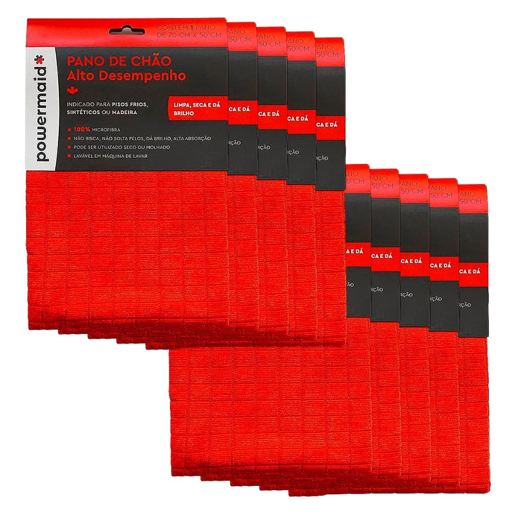 Kit 10 Pano Microfibra Grande 50x70 Limpeza Chão Carro Prato