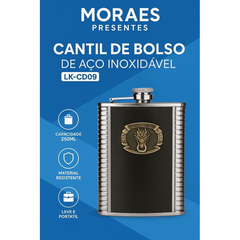 🥃 Cantil de Bolso Luatek LK-CD09 – Aço Inoxidável