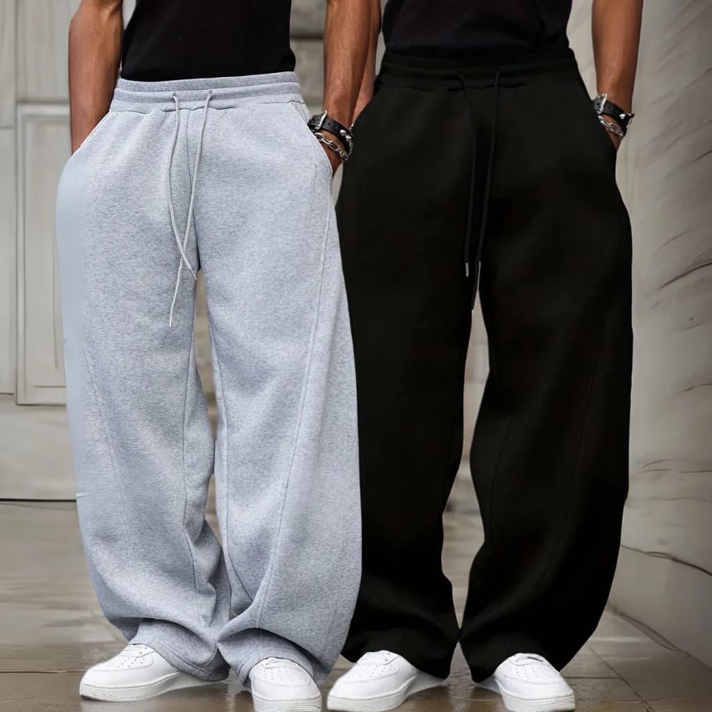 Kit 2 Calças Masculina Baggy Despojada Streetwear Casual Barra Reta Lisa