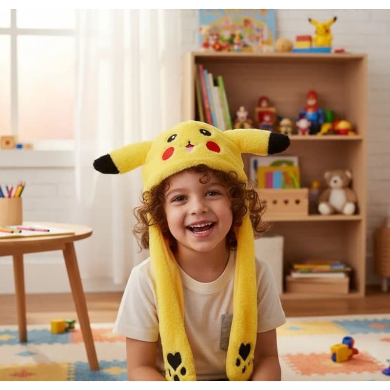 Touca Pokemon Cosplay Fantasia Pikachu - Levanta Orelha