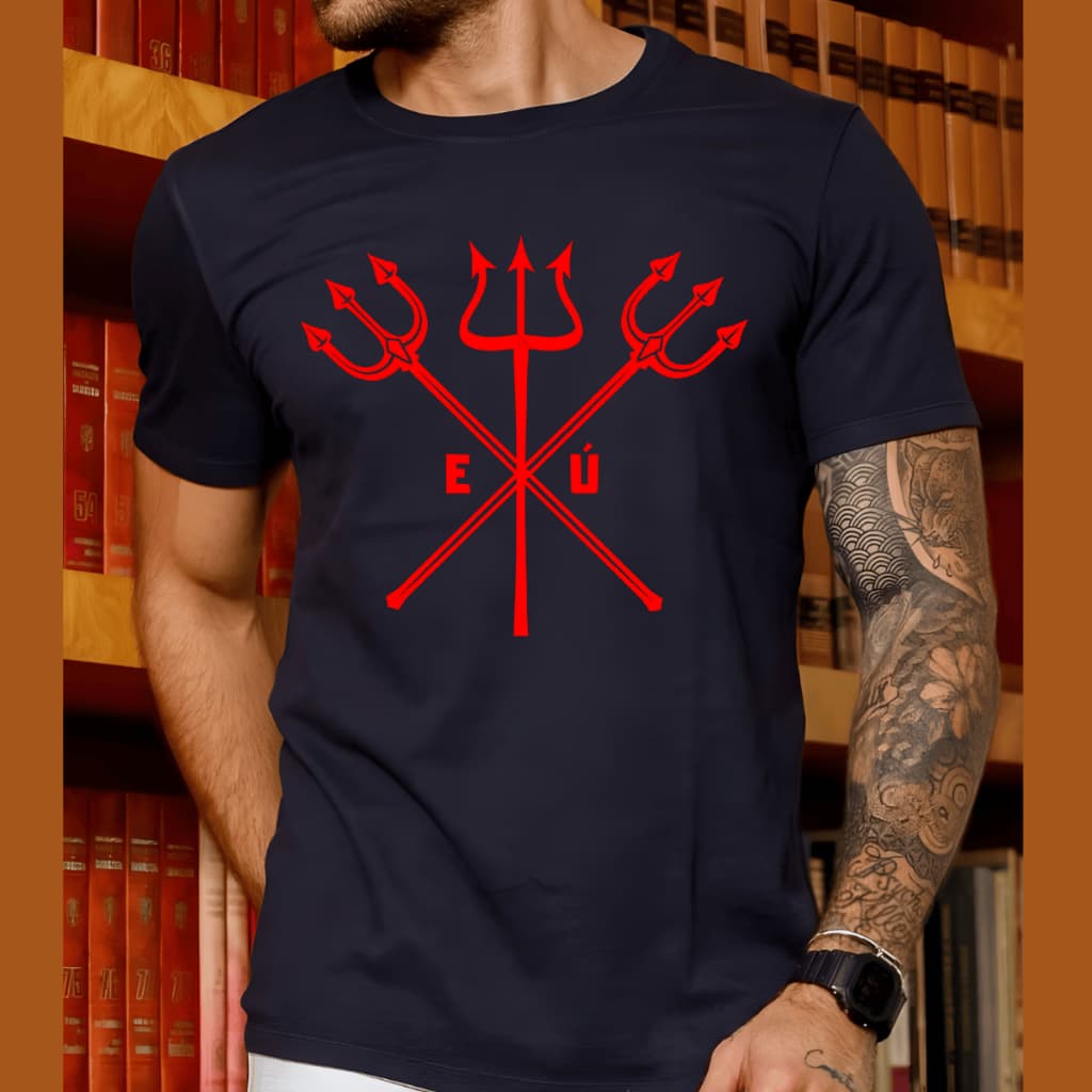 Camiseta Religiosa Umbanda Candomblé Exu Pomba Gíria Tridente Blusa 100% Algodão