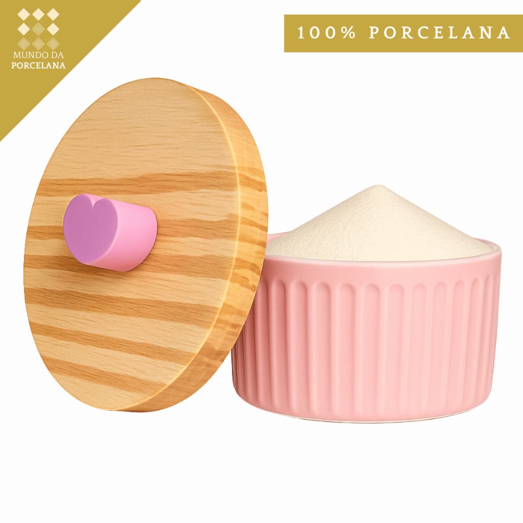 Saleiro de Porcelana Rosa Coração 320ml Porta Sal Grosso