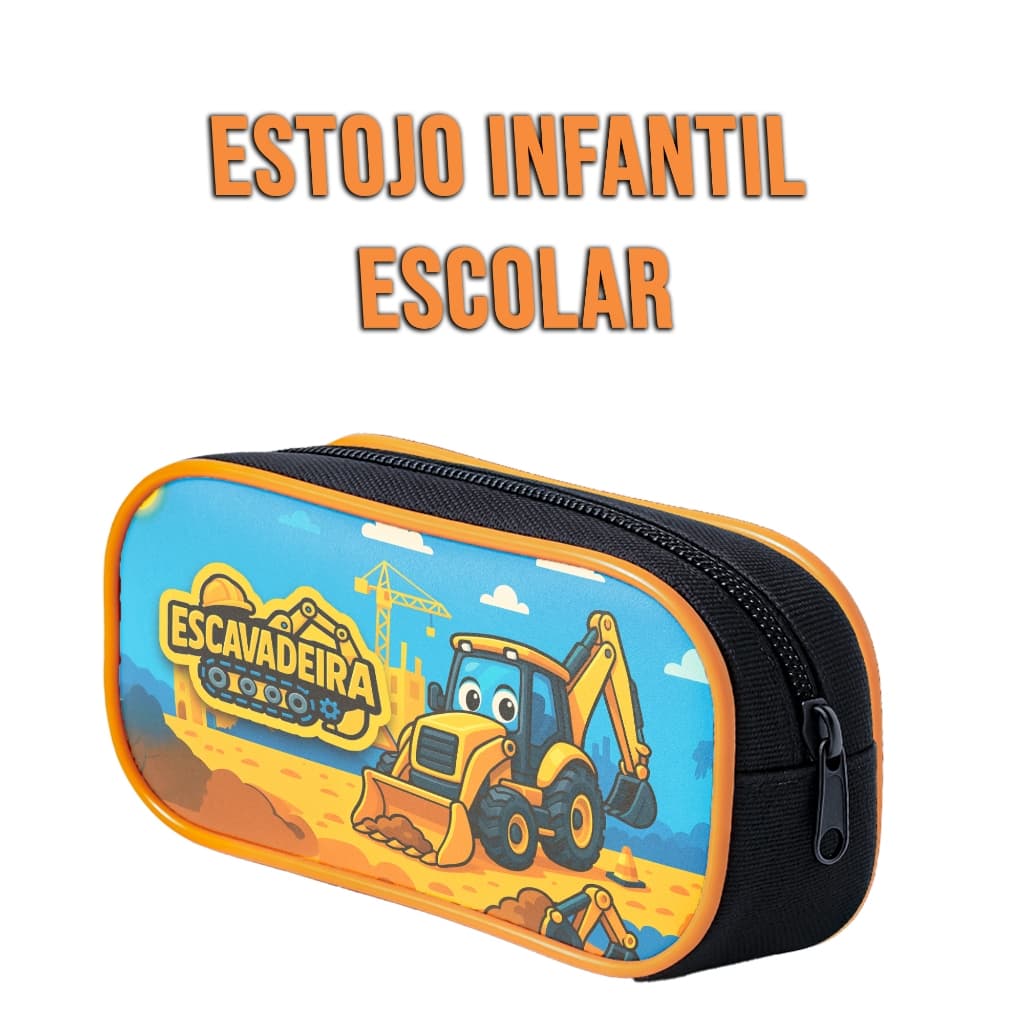 Estojo Simples Infantil Escolar Menino Obra Escavadeira Carro de Corrida, Dinossauro  Reforçado, Resistente