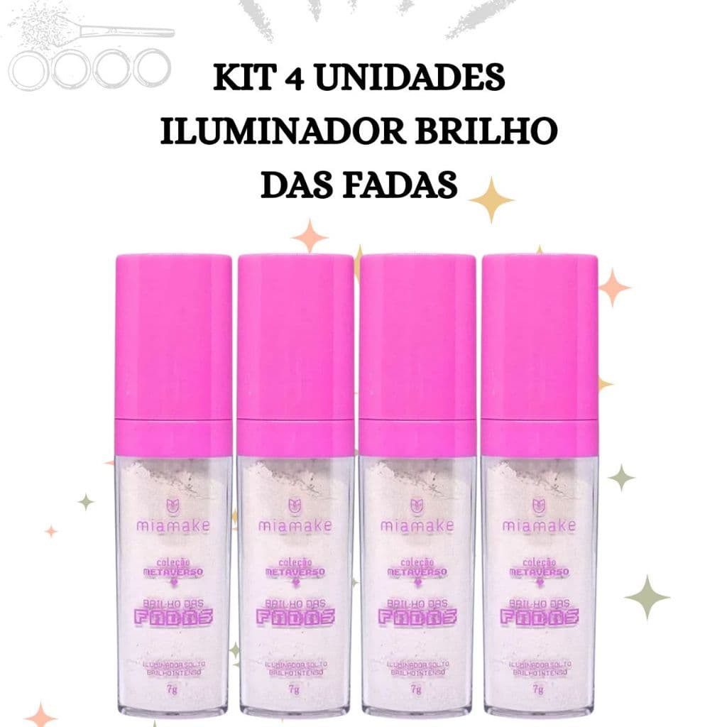 Kit 4 Unidades Iluminador Mia Make Glow Efeito Natural Brilho das Fadas