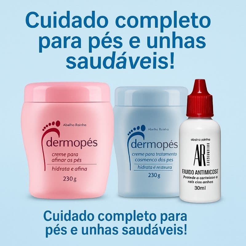 Kit Abelha Rainha – Dermopés Creme Hidratante + Dermopés Creme Cosmético + Fluido Antimicose para Unhas