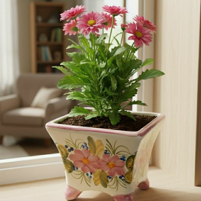 Vasinho Vaso Cachepô Cachepot Tulipa/ Cravo Com Pé de Cerâmica Jardim e Sala