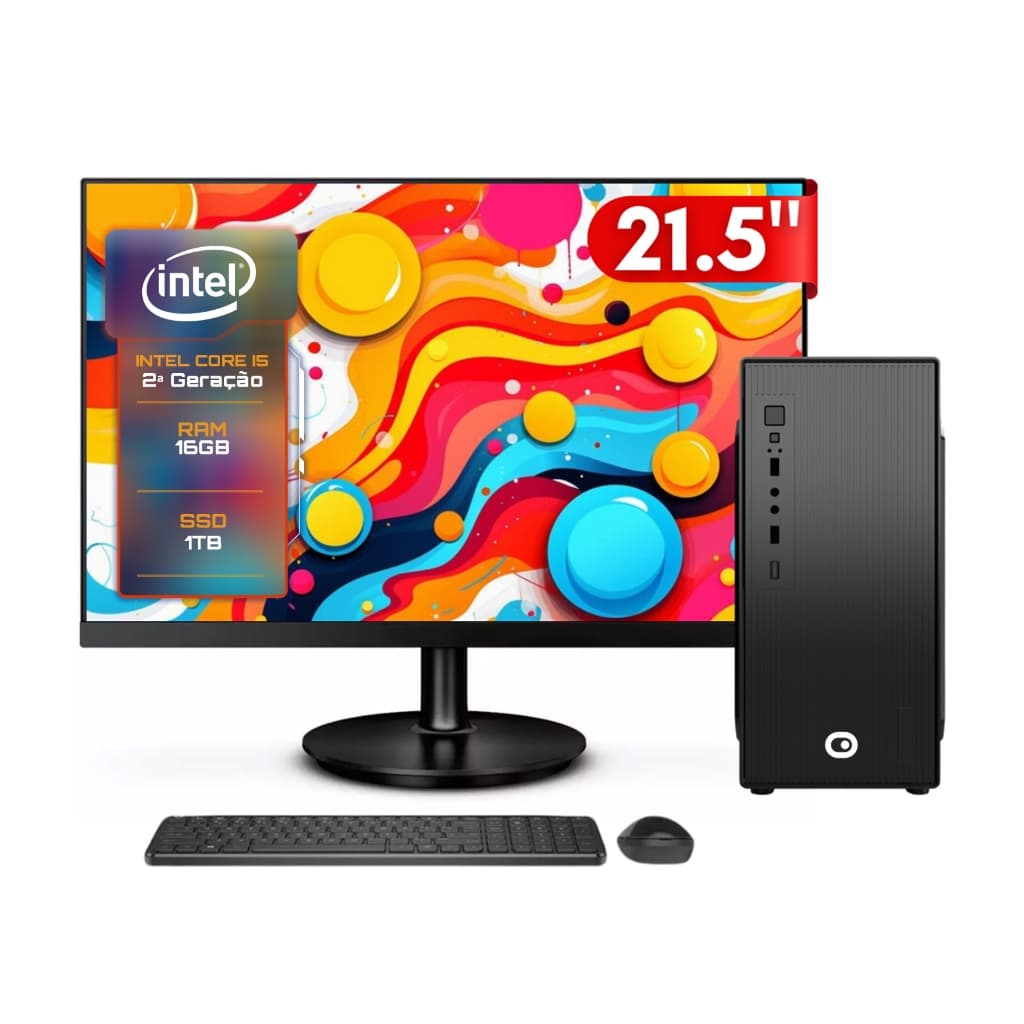 Computador Completo 2Eletro Fast Intel Core i5, 16GB, SSD 1TB,, Monitor 21.5" Full HD CD2E-0124FA