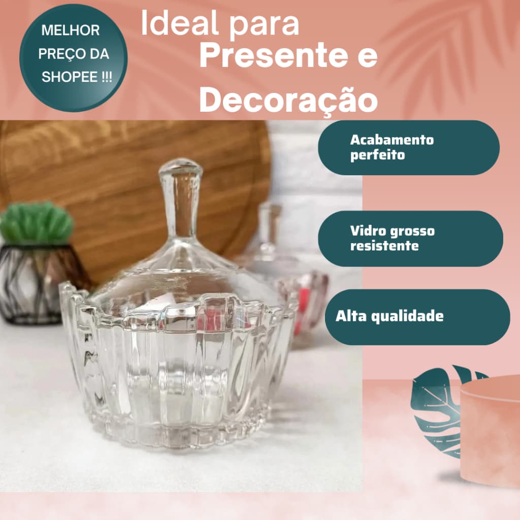 Kit 10 Bomboniere Potiche 240ml Pote Vidro Baleiro De Vidro Cristal Decoração Lembrancinha Presente