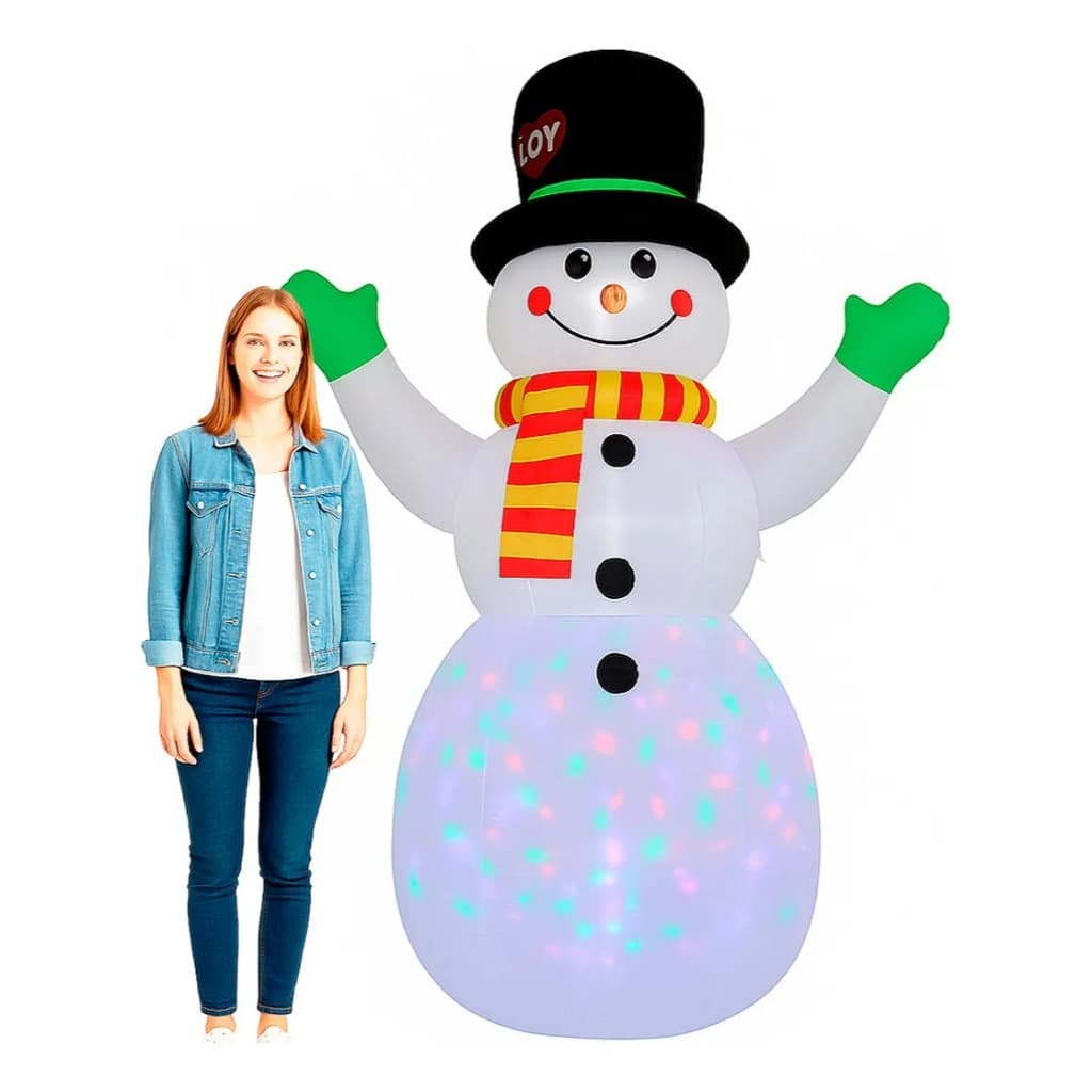 Boneco de Neve Inflável Gigante 2,2m Cachecol LED