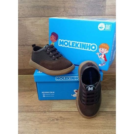 TENIS CALCE FACIL MOLEKINHO ELASTICO MARROM INFANTIL