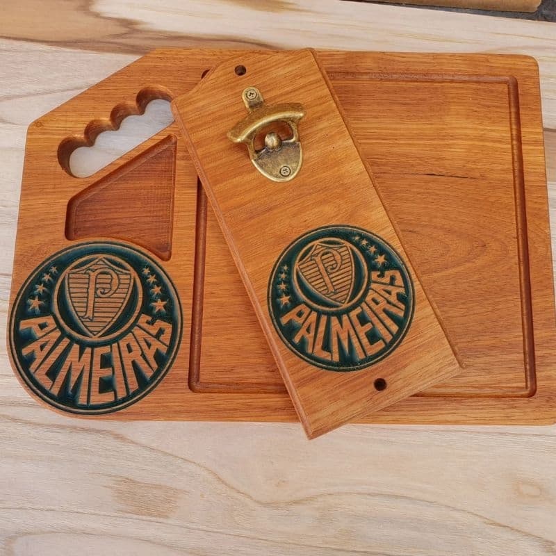 kit churrasco personalizado com nome tabua e abridor de garrafa madeira nobre