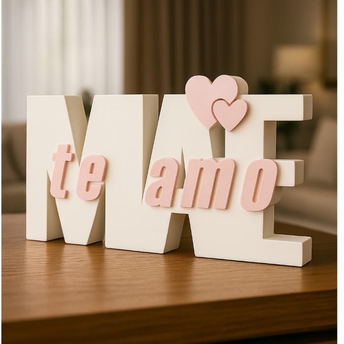 Letreiro Decorativo Mãe Te Amo Presente Criativo Dia das Mães Ideal para Sala Quarto Escritório e Decoração de Casa