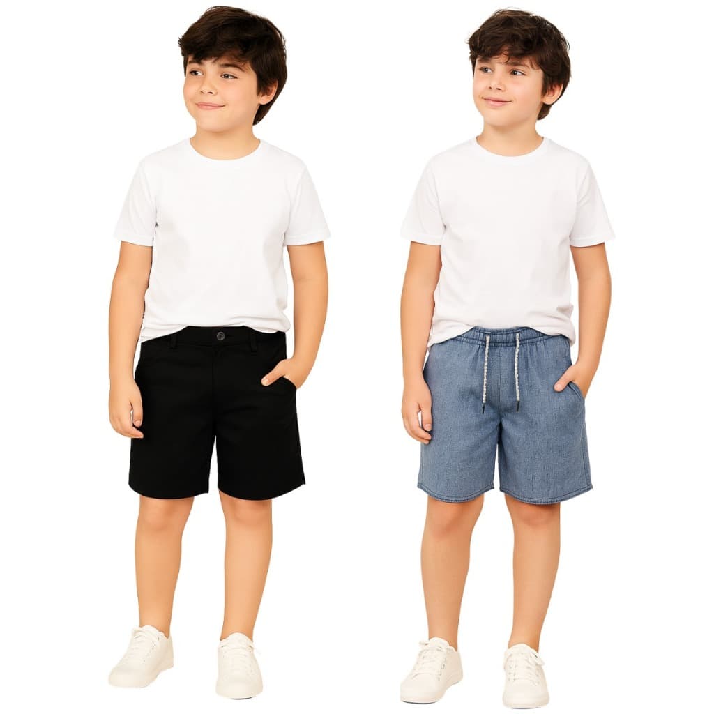 Bermudas Jeans Infantil  short de sarja Juvenil Masculina verão Várias Cores