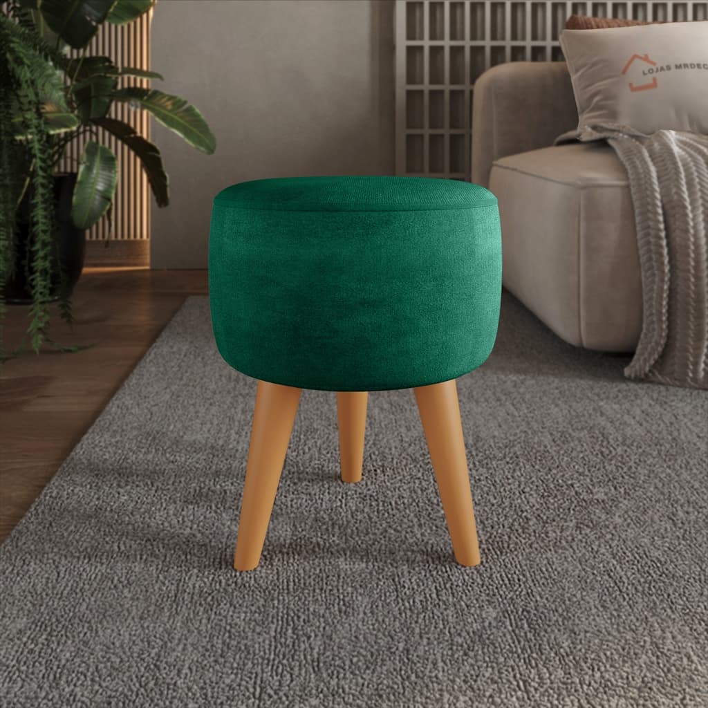 Puff Redondo Pé Palito Banqueta 36x36cm Reforçada - Verde