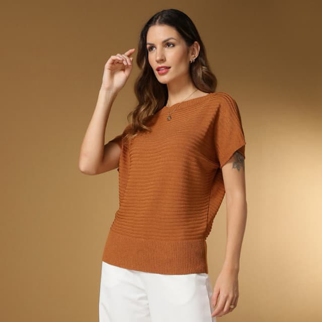 Sissi Blusa manga curto Feminina de Tricô modal Manga Morcego Tamanho Grande