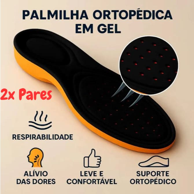 Palmilha Ortopédica Em Gel Anti Impacto Confortável 2 Pares Otimizado