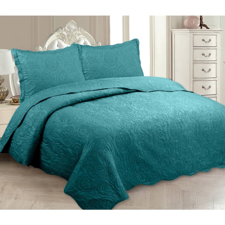 Kit Colcha Matelada 280x260 Cm King 3pç Jazmini Cobre Leito Bouti Quarto Casal Cama King Gigante Kit Jogo de Cama Coxa