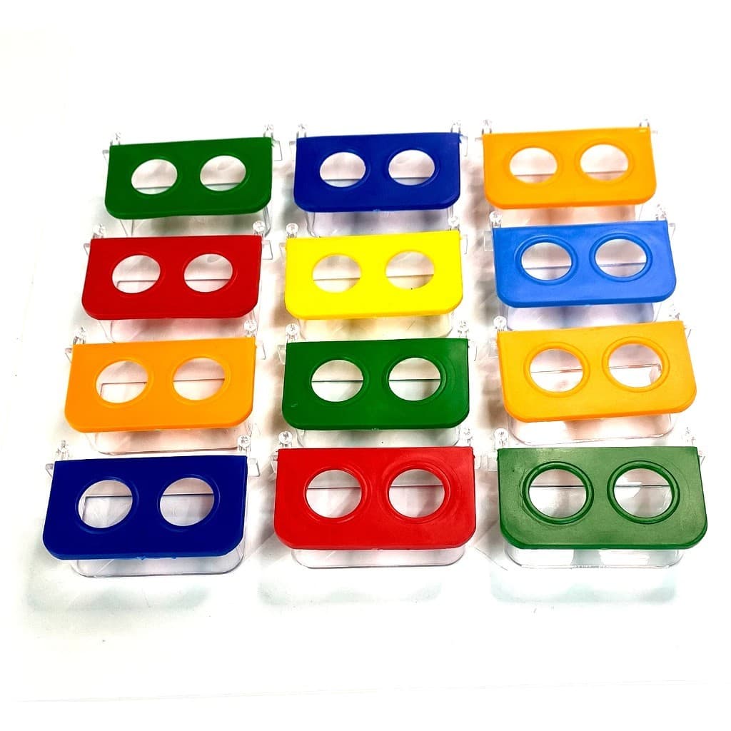 Kit 12un  Comedouro Cristal Gaiolas 2 Furos Gancho Ornamental