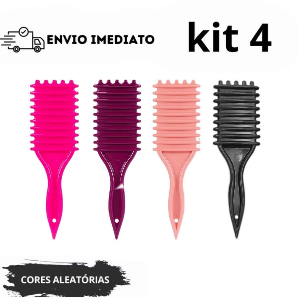 kit 4 Escova Onda Finalizadora Beauty Flash Definição de Cachos e Finalização para Cabelo Cacheado Crespo