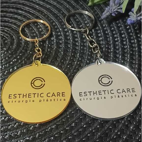 Chaveiro Personalizado em Acrílico Espelhado Nome ou Logo Gravação A Laser